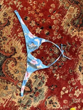 Blue Floral String Bikini Top - Women's Swim